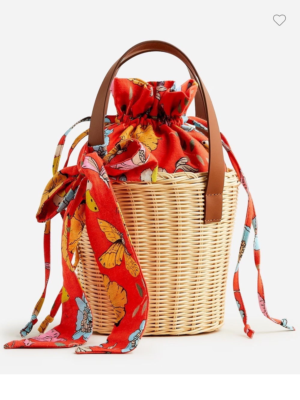 Dauphinette X J.Crew small  wicker bag in red blooms NWT